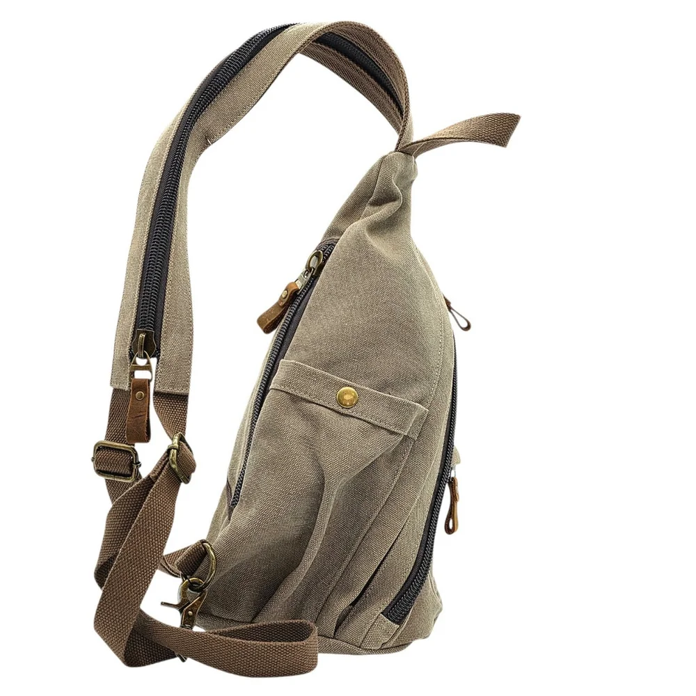 Gorpcore Utility Casual KL928 Canvas Sling Backpack Small Durable Canvas - Picture 4 of 11